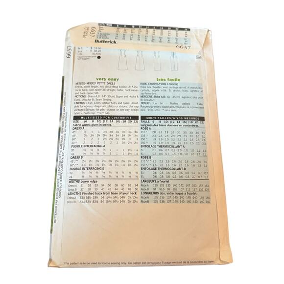 Butterick 6637 12 14 16 Essence Misses Ankle Length Dress Close Fitting Uncut FF - Picture 3 of 3